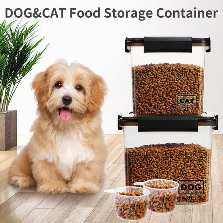 3-piece combo Dog food container and Smart Pet Feeder manual pressing the